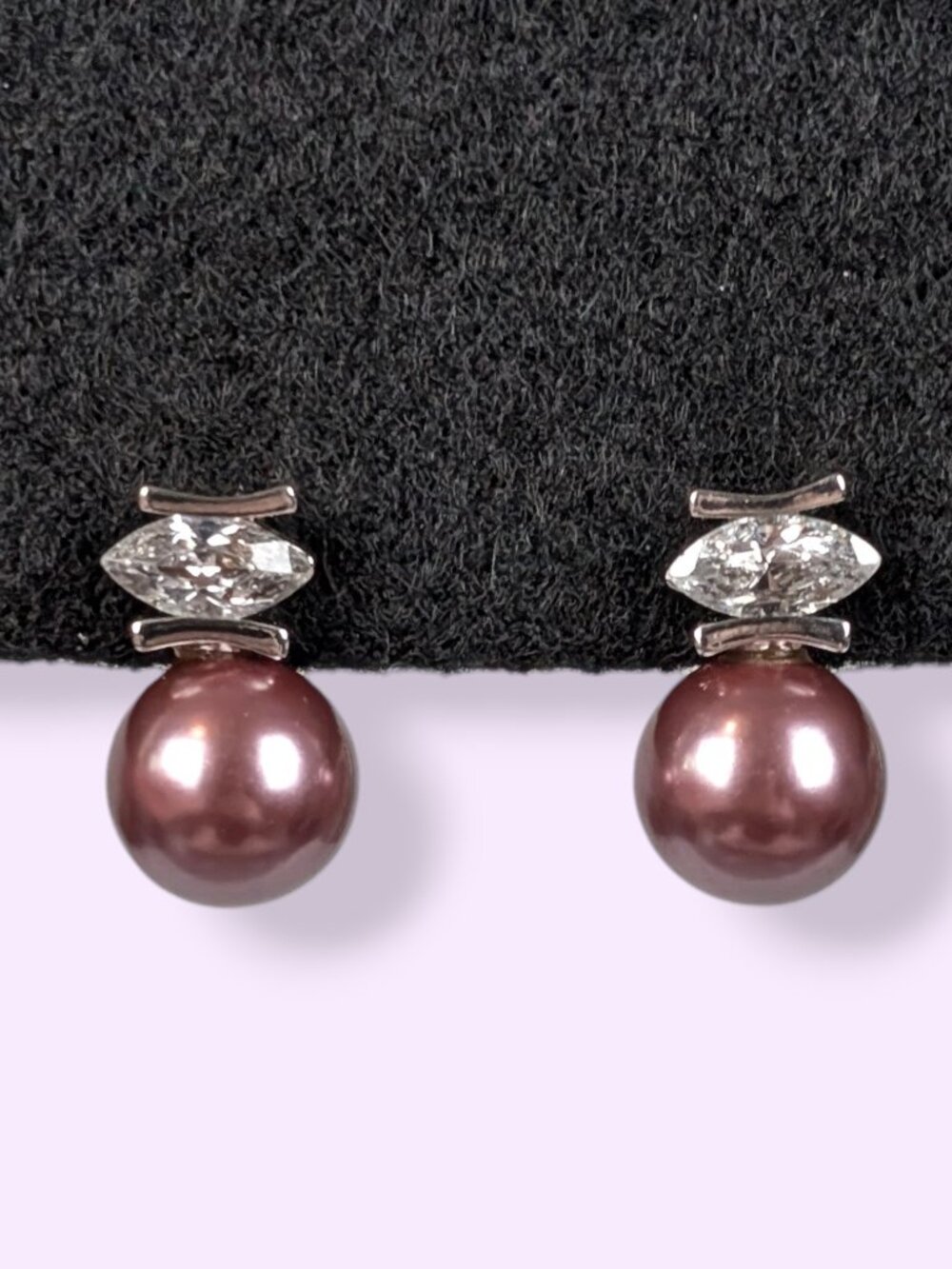 Vintage Red Faux Pearl & White Faceted Navette Earrings